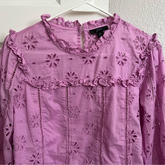 J. Crew Ruffle Eyelet Blouse in Lavender - Picture 3 of 9